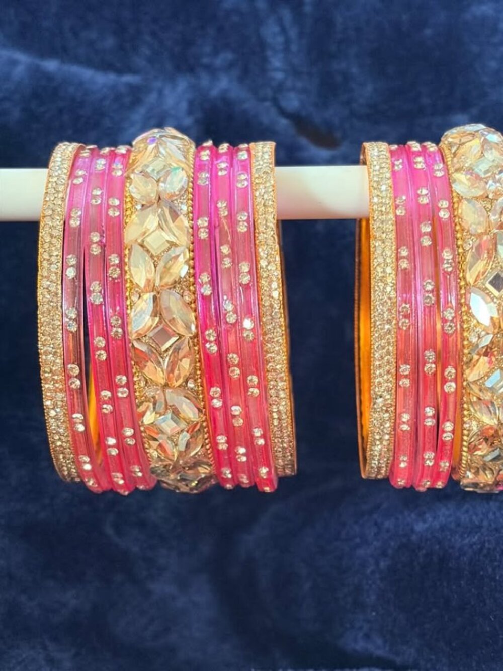 Women's Statement Multi-Piece Bangle Stack, Faux Crystal & Textured Resin Bracel